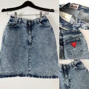 VINTAGE Prezzia Sportwear Internazionale 80s Acid Wash‎ A-line Denim Skirt 9/10